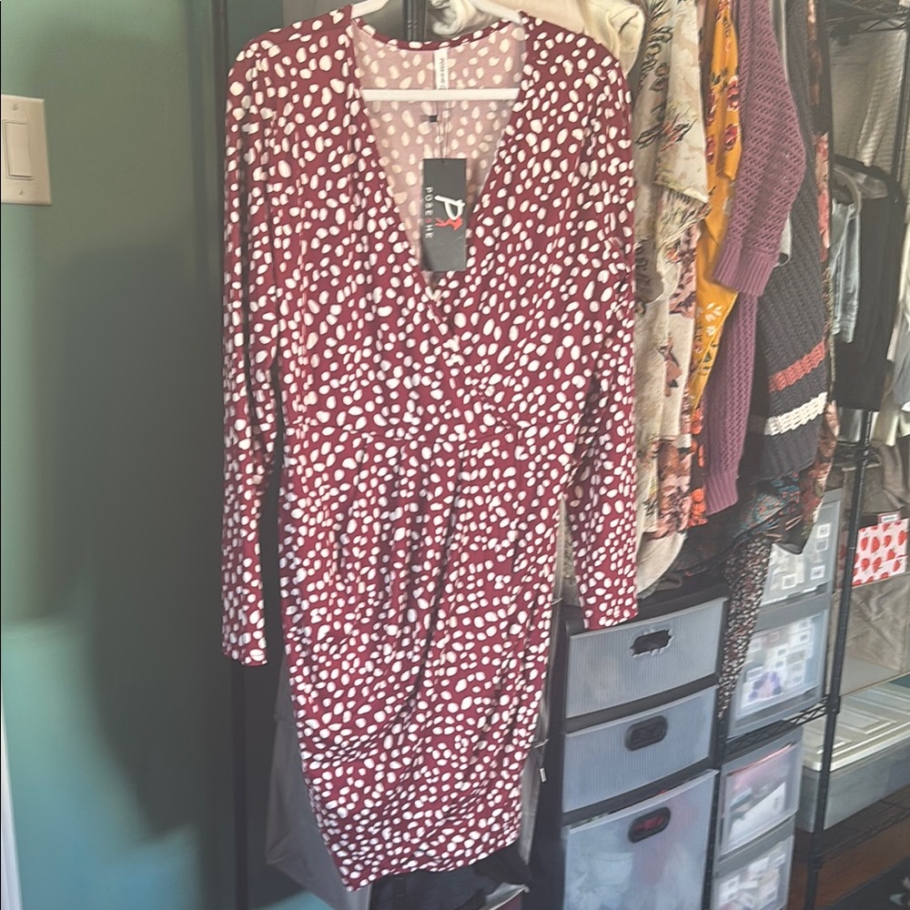 Maroon Polka Dot Dress